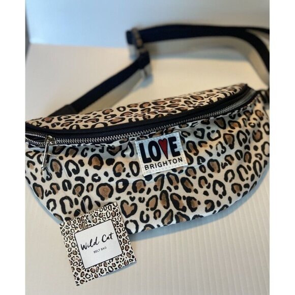 Brighton Wild Cat Belt Bag Cheetah Print Crossbody Black Tan Cream Mobwife NWT - Picture 1 of 12